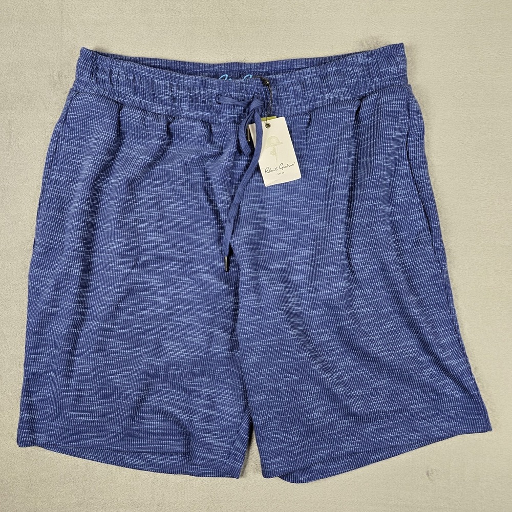 ROBERT GRAHAM Emeilio Knit Shorts Mens 3XL Navy Blue Drawstring‎ NWT RS234011C